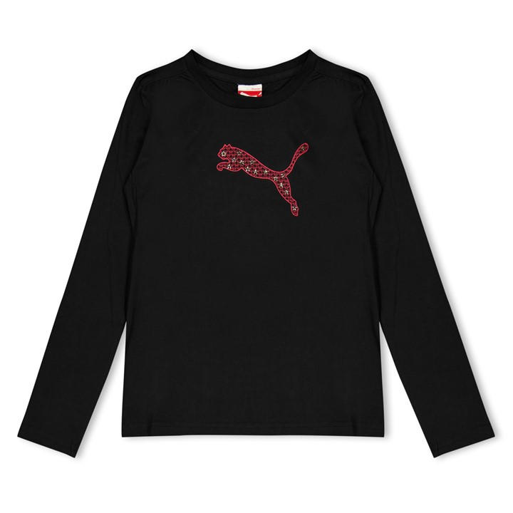 Puma Boys Black Stars Ls Tee  in Size 9 - 10 Years, Sports Direct