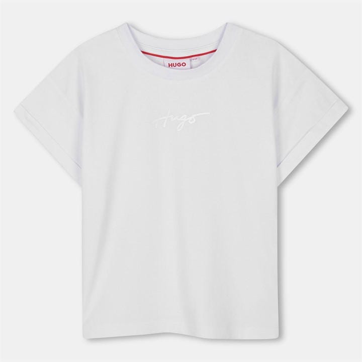 Hugo Girls White Kids' Small Logo Cotton T-Shirt in Size 14 - 16 Years, Sports Direct