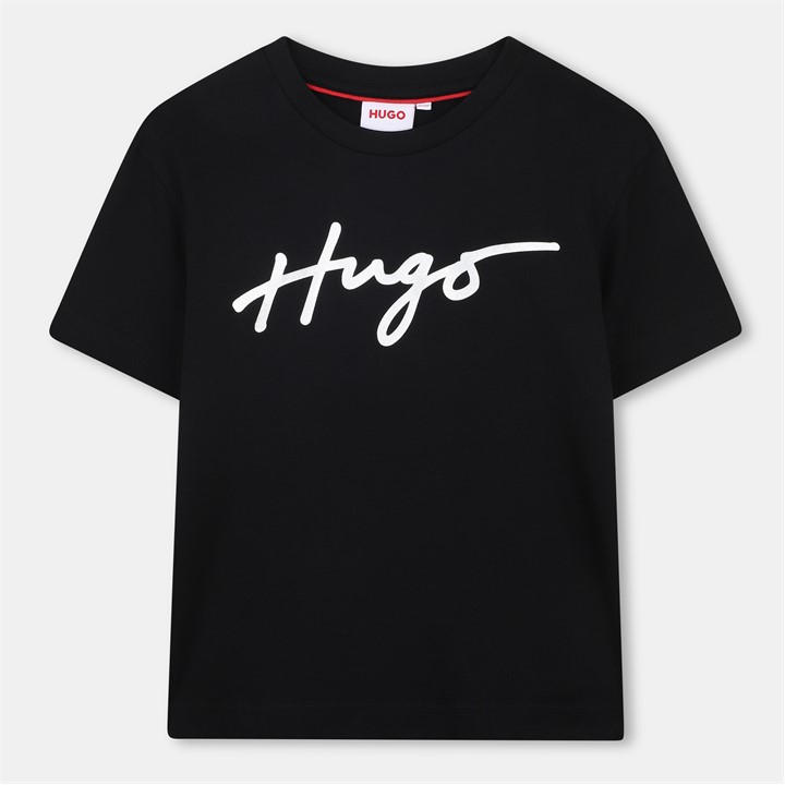 Hugo Girls Black Kids' Logo T-Shirt in Size 8 - 9 Years, Sports Direct