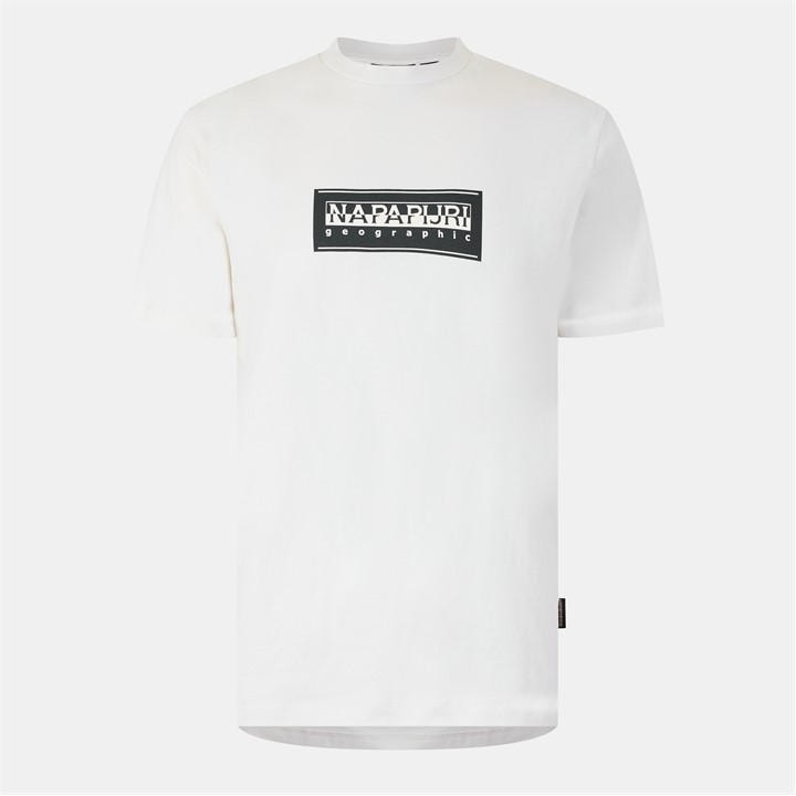 Napapijri Men' White Nap Box Logo Short Sleeve T-Shirt in Size S, Sports Direct
