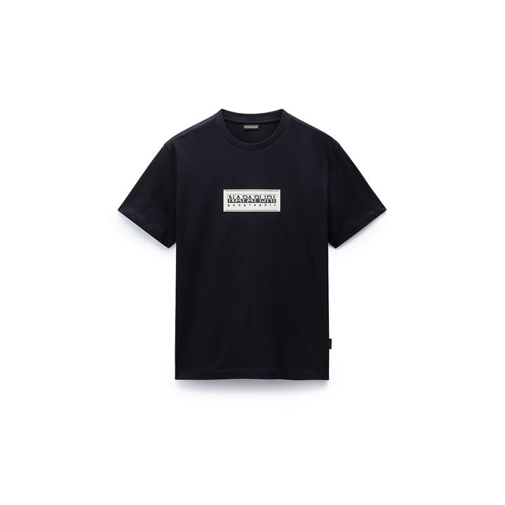 Napapijri Men's Black Nap Box Logo Short Sleeve T-Shirt in Size L, Sports Direct
