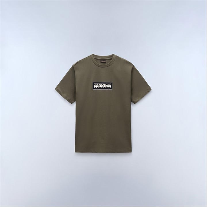 Napapijri Men's Green Nap Box Logo Short Sleeve T-Shirt in Size L, Sports Direct