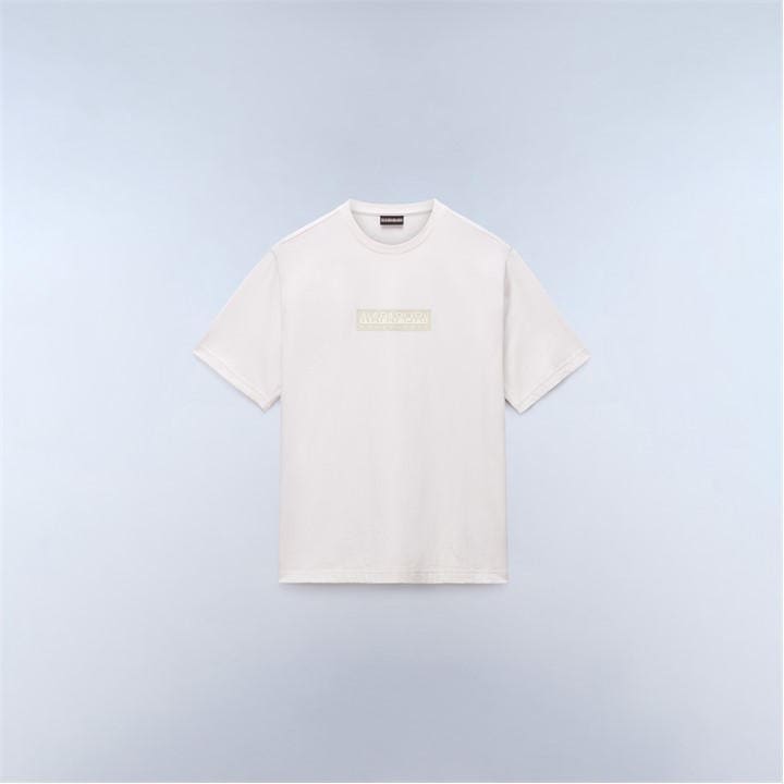 Napapijri Men's White Nap Box Logo Short Sleeve T-Shirt in Size L, Sports Direct