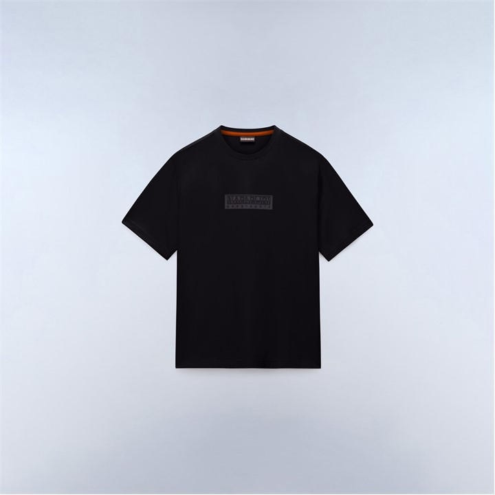 Napapijri Men's Black Nap Box Logo Short Sleeve T-Shirt in Size L, Sports Direct