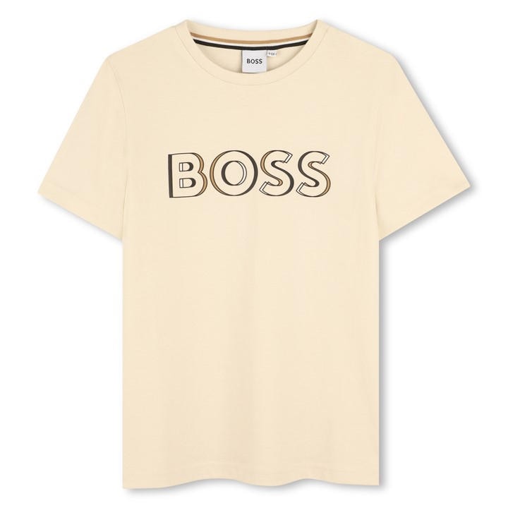 Boss Boys Cream Kids' Bold Logo T-Shirt in Size 11 - 12 Years, Sports Direct