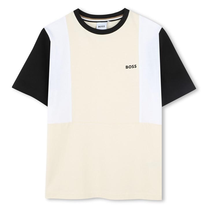 Boss Boys Cream Kids' Block Logo T-Shirt in Size 15 - 16 Years, Sports Direct