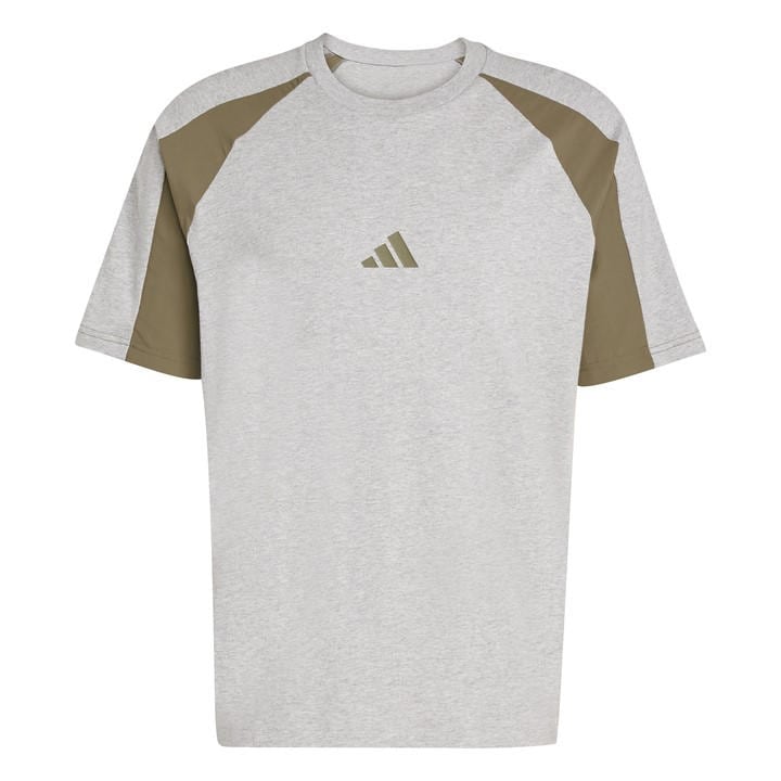 Adidas Men' Grey Seasonal Essentials Colorblock T-Shirt in Size S, Sports Direct