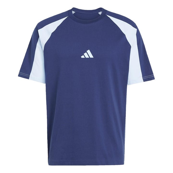 Adidas Men's Blue Seasonal Essentials Colorblock T-Shirt in Size L, Sports Direct