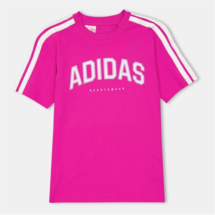 Adidas Girls Pink Collegiate Graphic T-Shirt Kids Small