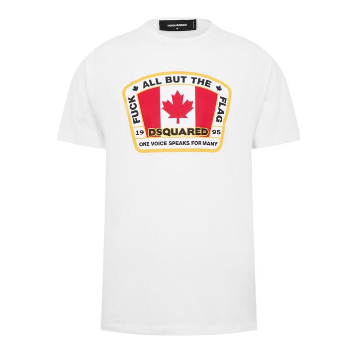 Dsquared2 Men's White Canada Flag Printed Tee in Size XS, Sports Direct