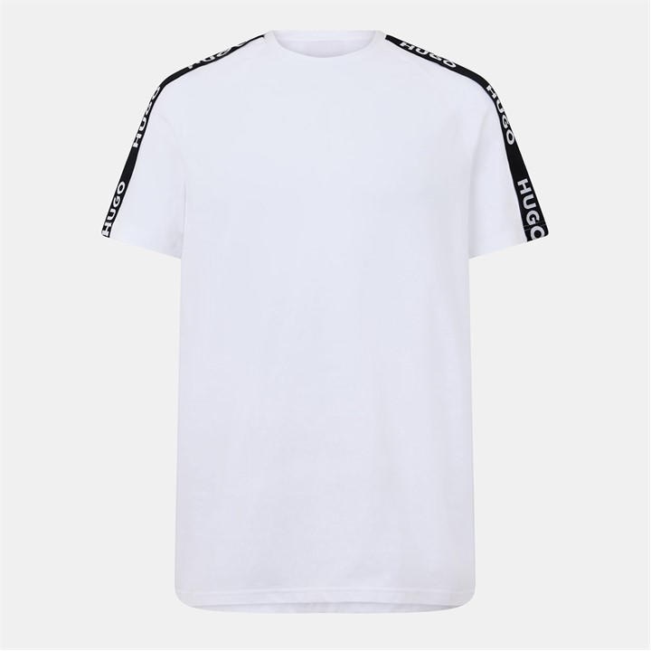 Hugo Men's White T-Shirt With Logo Signature Tape Detail in Size L, Sports Direct