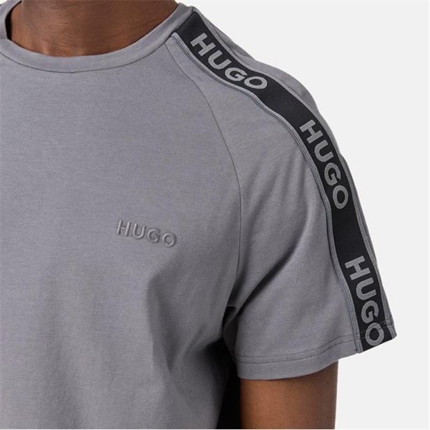 Grey - Hugo - HUGO Mens T-Shirt with Logo Signature Tape Detail