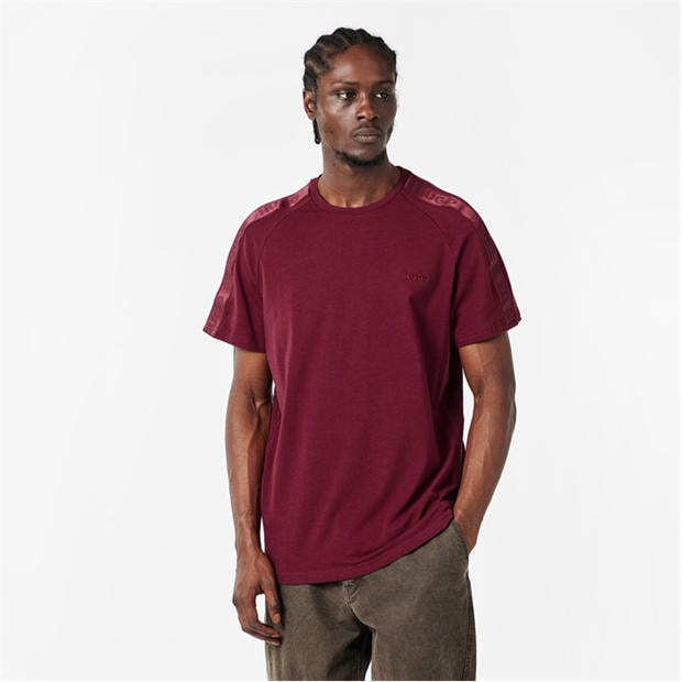 Red - Hugo - HUGO Mens T-Shirt with Logo Signature Tape Detail