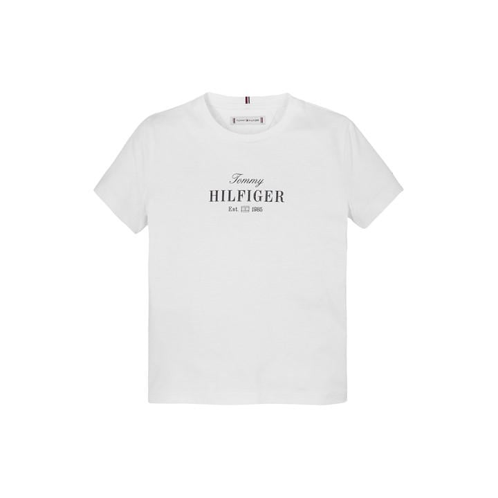 Tommy Hilfiger Girls White Kids' Script Short Sleeve T-Shirt in Size 11 - 12 Years, Sports Direct
