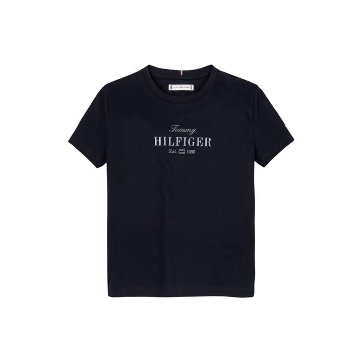 Tommy Hilfiger Girls Blue Kids' Script Short Sleeve T-Shirt in Size 14 - 16 Years, Sports Direct