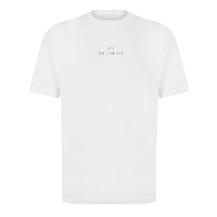 Paul And Shark Men' White Print Logo T-Shirt in Size S, Sports Direct