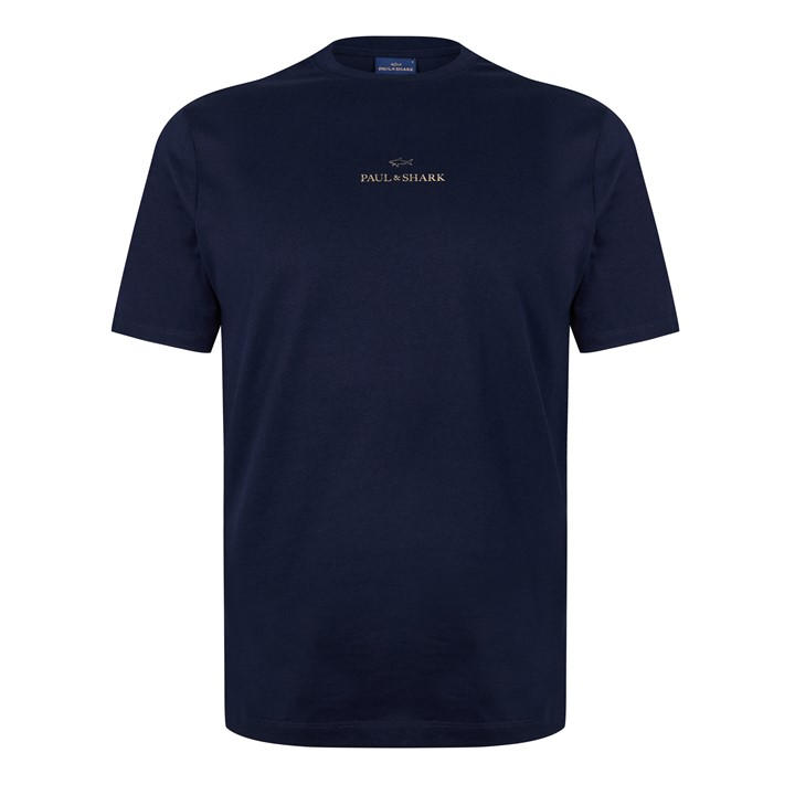 Paul And Shark Men' Blue Print Logo T-Shirt in Size S, Sports Direct