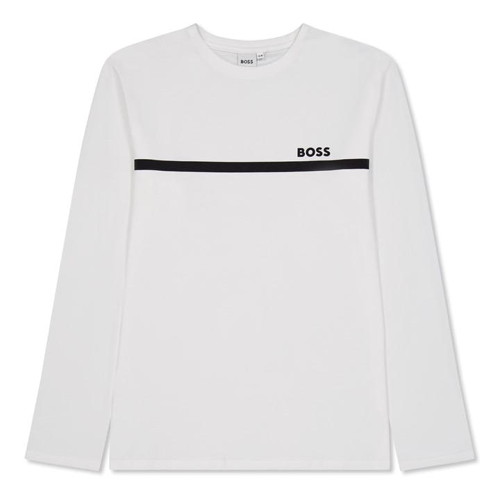 Boss Boys White Kids Long-Sleeve Small Logo T-Shirt in Size 11 - 12 Years, Sports Direct