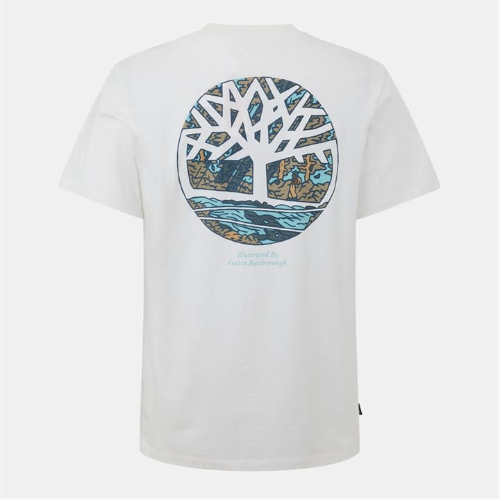 Timberland Men' White Logo Graphic T-Shirt in Size S, Sports Direct