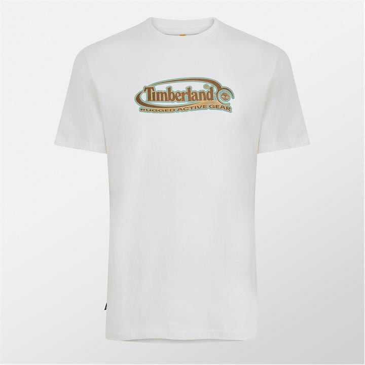 Timberland Men' White Logo Vintage T-Shirt in Size S, Sports Direct