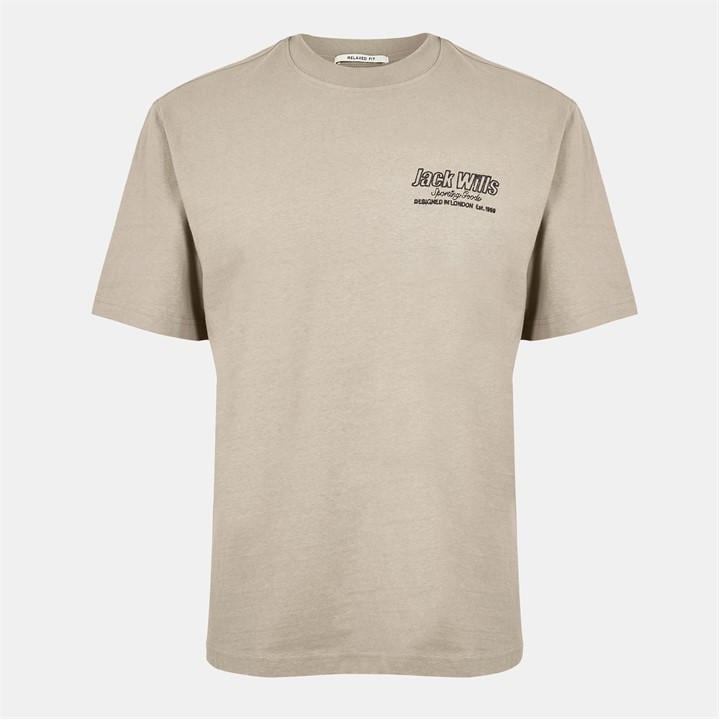 Jack Wills Men's Beige Jw Outline Regular Fit T-Shirt in Size 2XL, Sports Direct