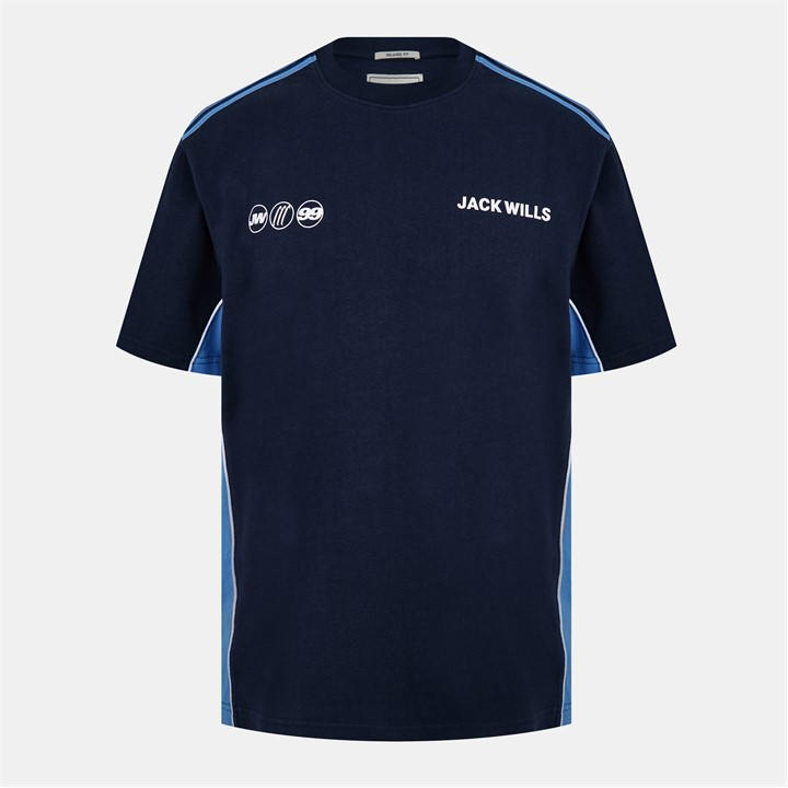 Jack Wills Men's Blue Jw Retro Sport Regular Fit T-Shirt in Size L, Sports Direct