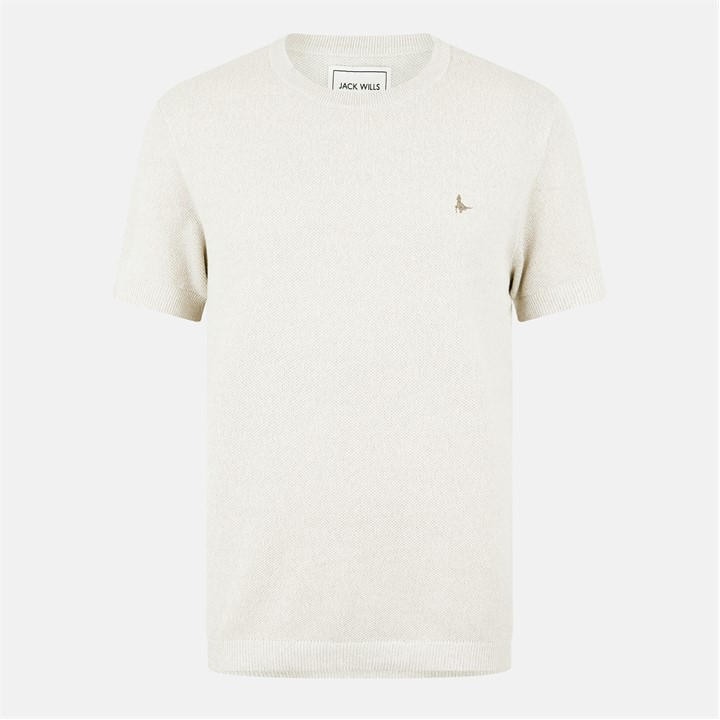 Jack Wills Men' White Regular Fit Knitted T-Shirt in Size S, Sports Direct