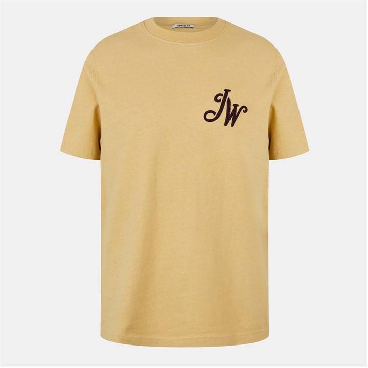 Jack Wills Men' Yellow Jw Script Initial Regular Fit T-Shirt in Size S, Sports Direct