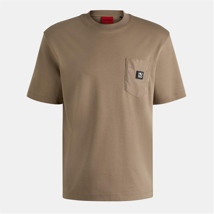 Hugo Men's Beige Dombiro 01 Red Cotton T-Shirt in Size M, Sports Direct