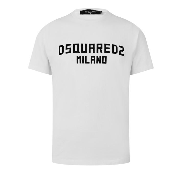 Dsquared2 Men's White Milano Cool Fit Logo Print T-Shirt in Size L, Sports Direct