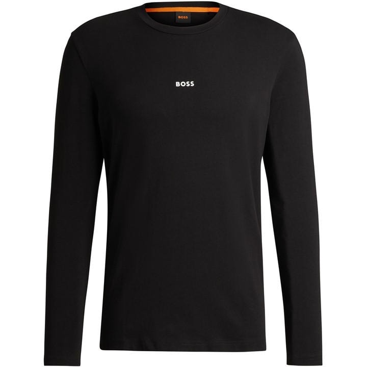 Boss Men's Black Tchark Orange Cotton Long Sleeve T-Shirt in Size M, Sports Direct