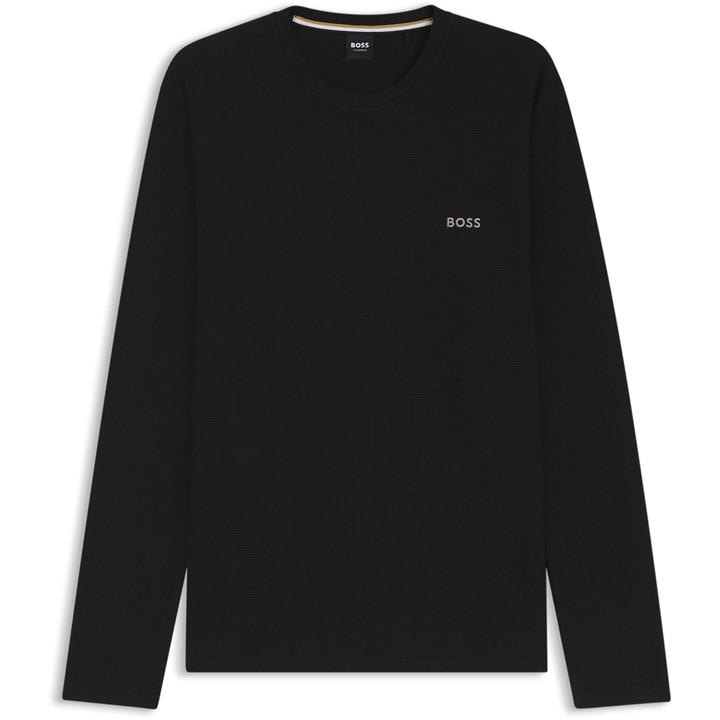Hugo Men's Black Waffle Ls-Shirt 10269584 01 in Size XL, Sports Direct