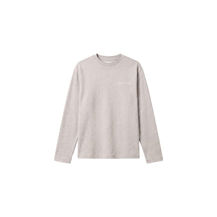 Calvin Klein Men's Grey Lounge Long-Sleeve Cotton T-Shirt in Size M, Sports Direct