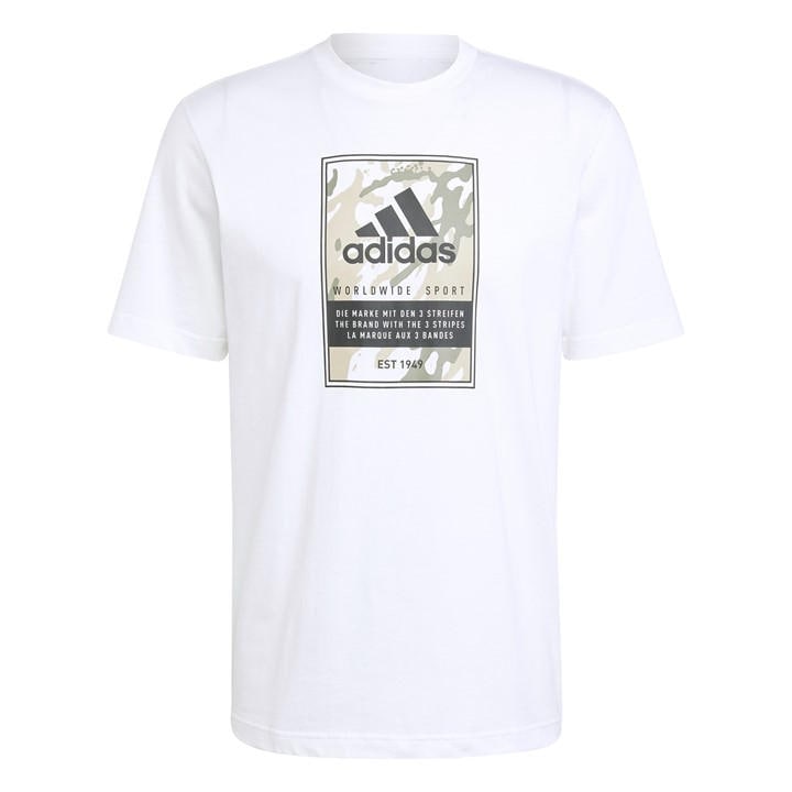 Adidas Men's White Graphic Logo T-Shirt in Size M, Sports Direct