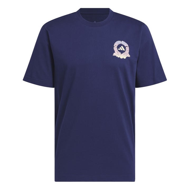 Adidas Men' Blue Graphic Logo T-Shirt in Size S, Sports Direct