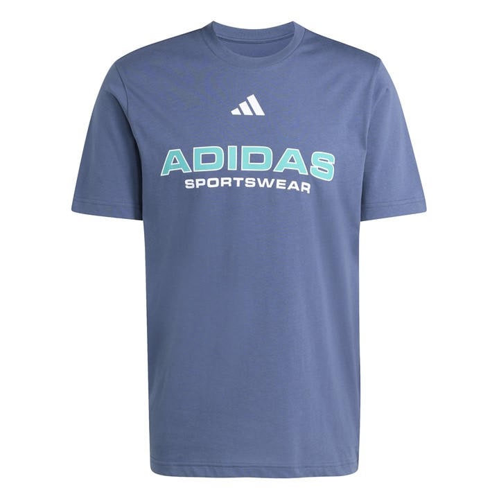 Adidas Men's Blue Graphic Logo T-Shirt in Size XL, Sports Direct