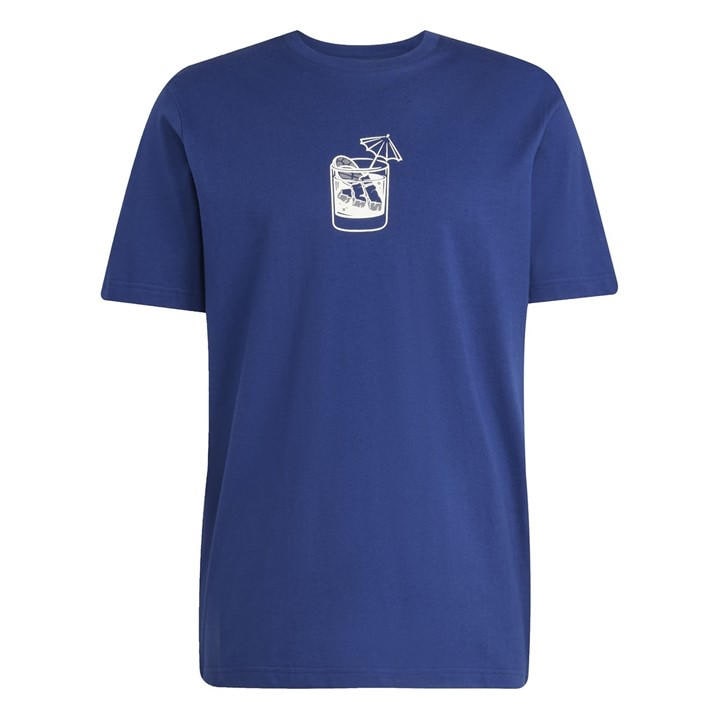 Adidas Men' Blue Graphic Logo T-Shirt in Size S, Sports Direct