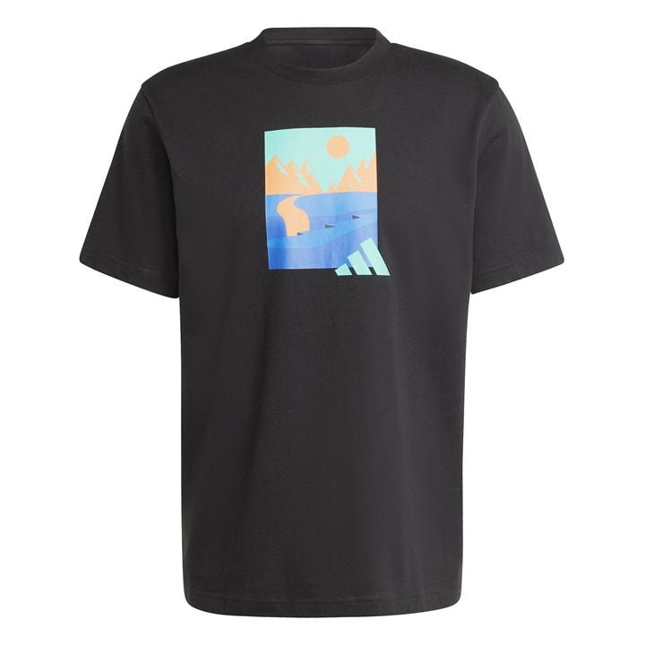 Adidas Men' Black Graphic Logo T-Shirt in Size S, Sports Direct