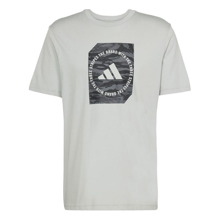 Adidas Men' Grey Graphic Logo T-Shirt in Size S, Sports Direct