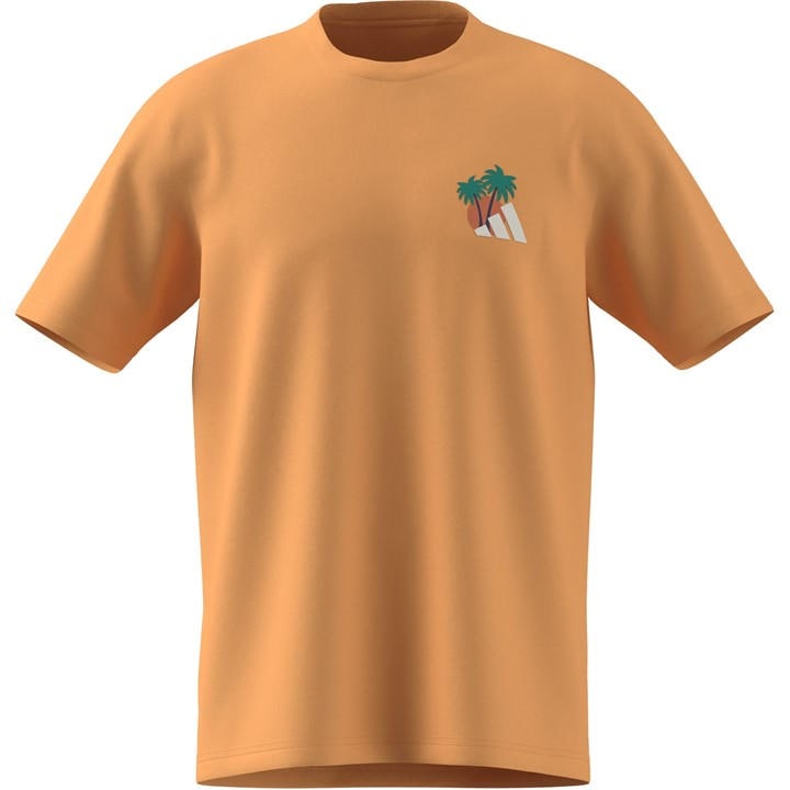 Adidas Men' Beige Graphic Logo T-Shirt in Size S, Sports Direct