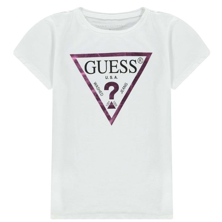 Guess Girls White 'S Core Logo T Shirt in Size 15 - 16 Years, Sports Direct