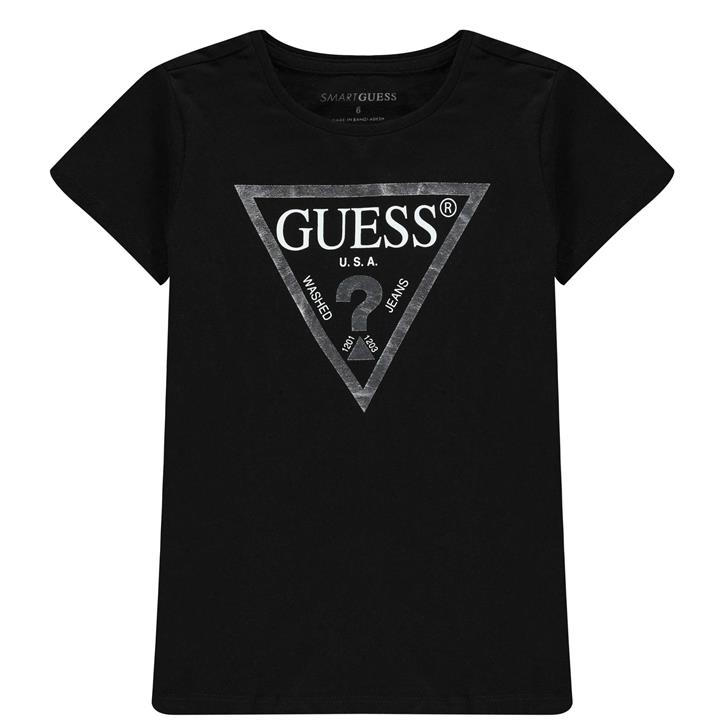 Guess Girls Black 'S Core Logo T Shirt in Size 13 - 14 Years, Sports Direct
