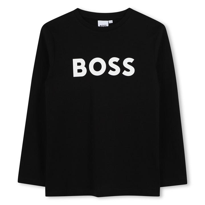 Boss Boys Black Kids' Cotton Long Sleeve T-Shirt in Size 15 - 16 Years, Sports Direct