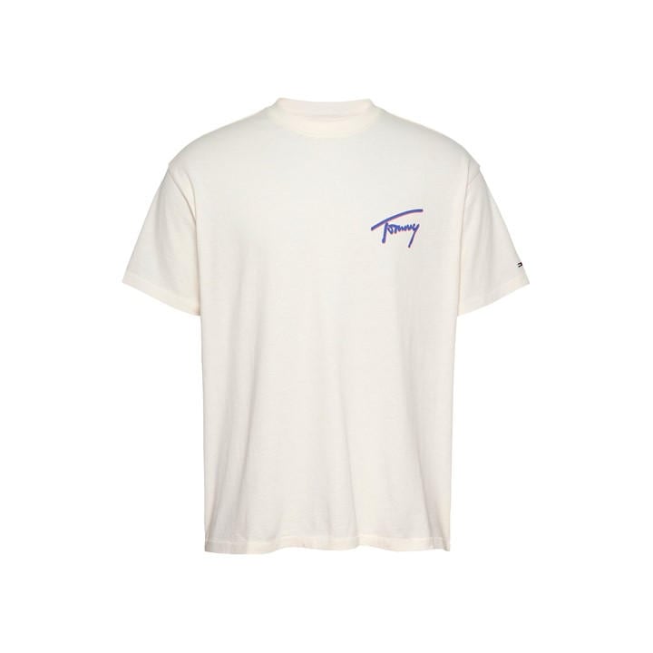 Tommy Jeans Men's White Faded Graphic T-Shirt in Size M, Sports Direct