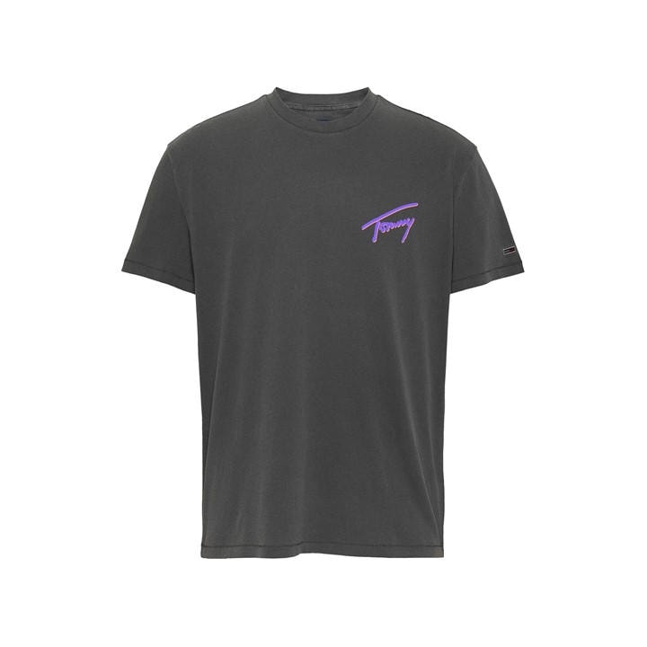 Tommy Jeans Men's Black Faded Graphic T-Shirt in Size M, Sports Direct