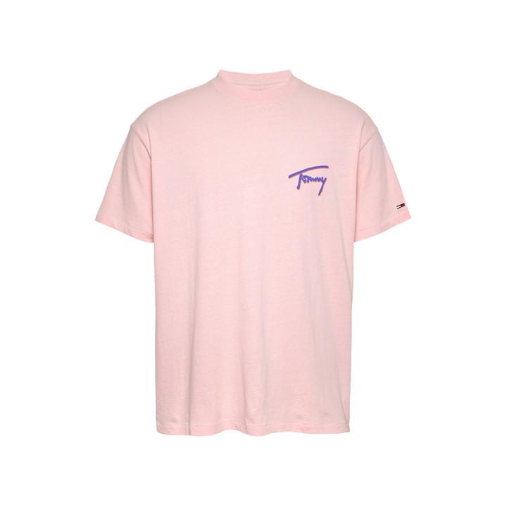 Tommy Jeans Men's Pink Faded Graphic T-Shirt in Size M, Sports Direct