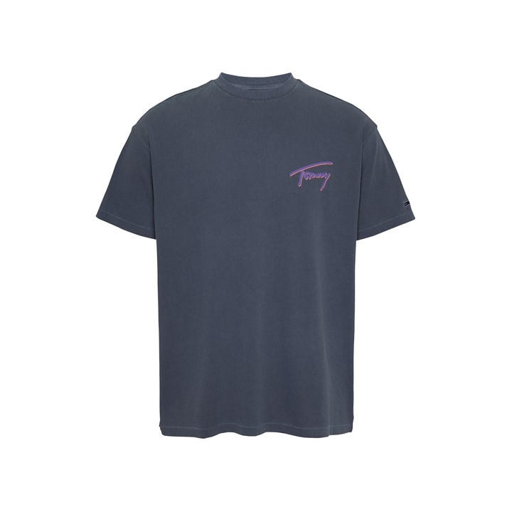 Tommy Jeans Men's Blue Faded Graphic T-Shirt in Size M, Sports Direct