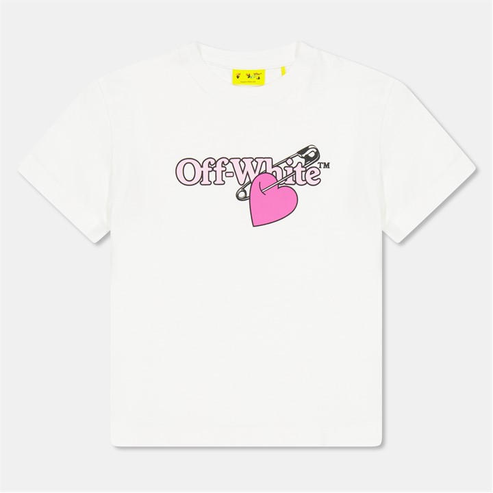 Off White Girls White Off Kids' Heart Print T-Shirt in Size 11 - 12 Years, Sports Direct