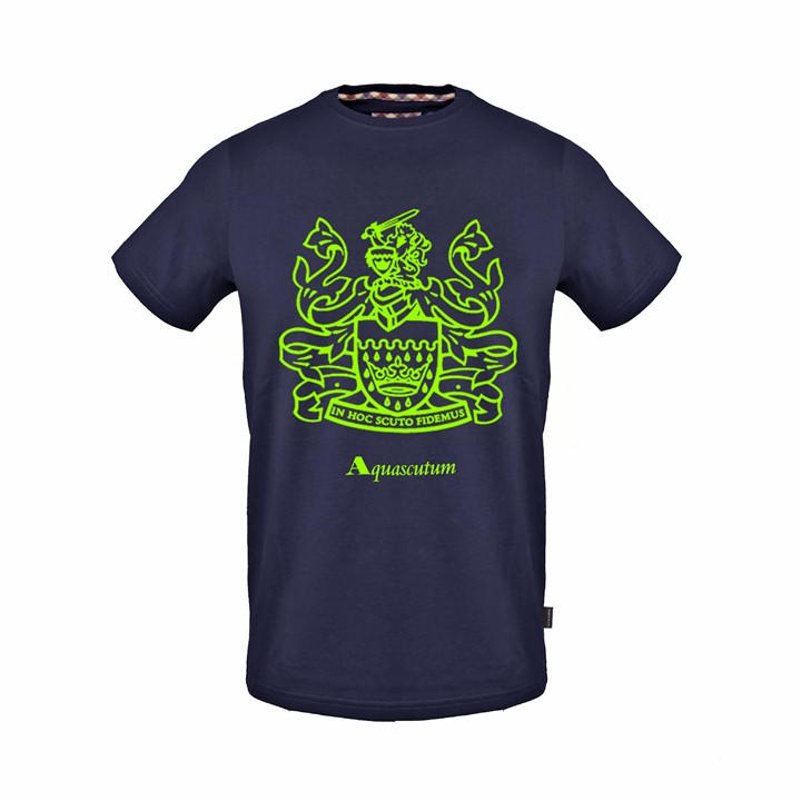 Aquascutum Men's Navy Graphic Crew Neck Short Sleeve Jersey T-Shirt - Small - Image 2