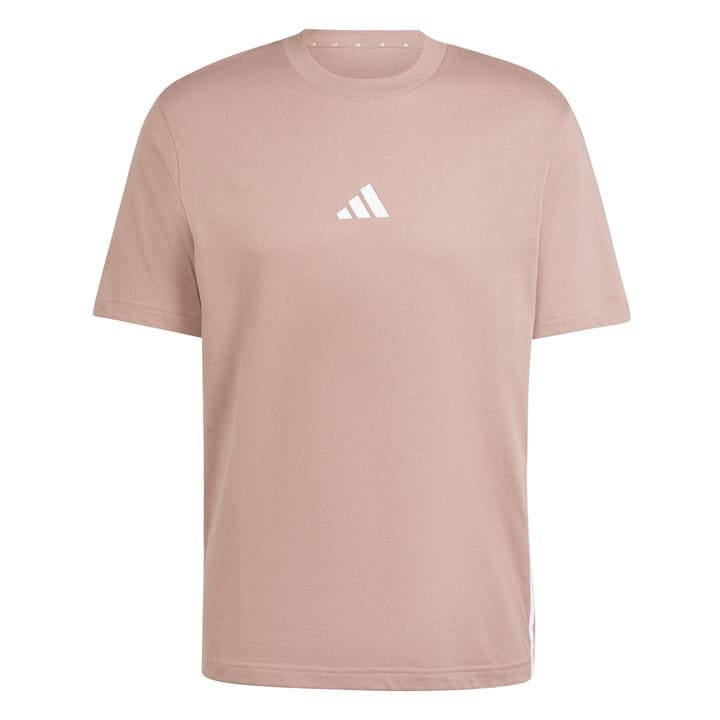 Adidas Men's Pink Essential Three Stripes Single Jersey Tee in Size M, Sports Direct
